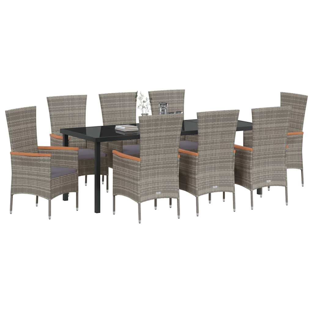 Kert étkező szett párnával 9 pcs Szürke Porszórt acél