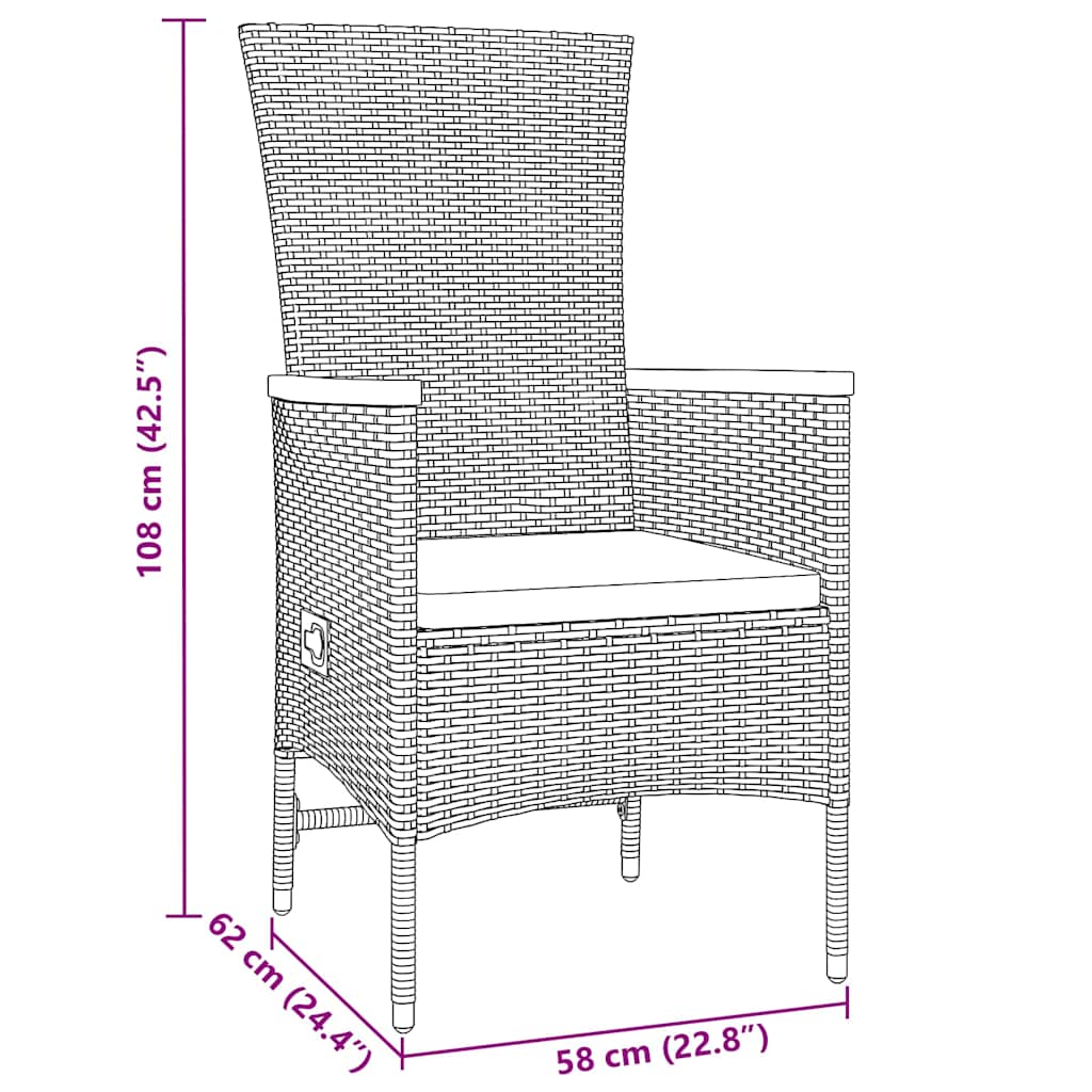 Kert étkező szett párnával 3 pcs Szürke Porszórt acél