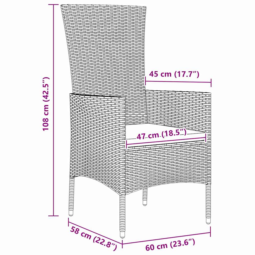 Kert étkező szett párnával 7 pcs Bézs polirattan