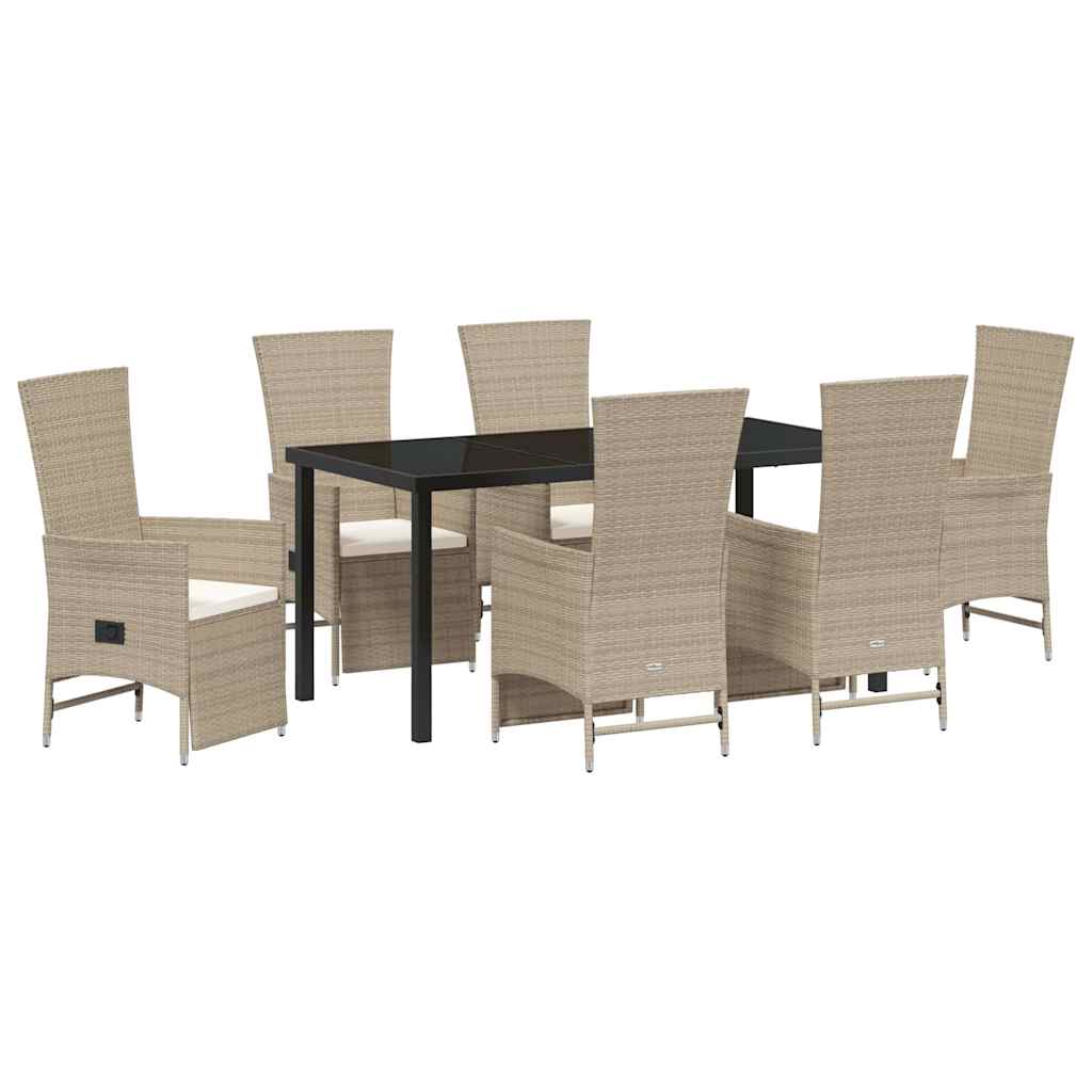 Kert étkező szett párnával 7 pcs Bézs polirattan