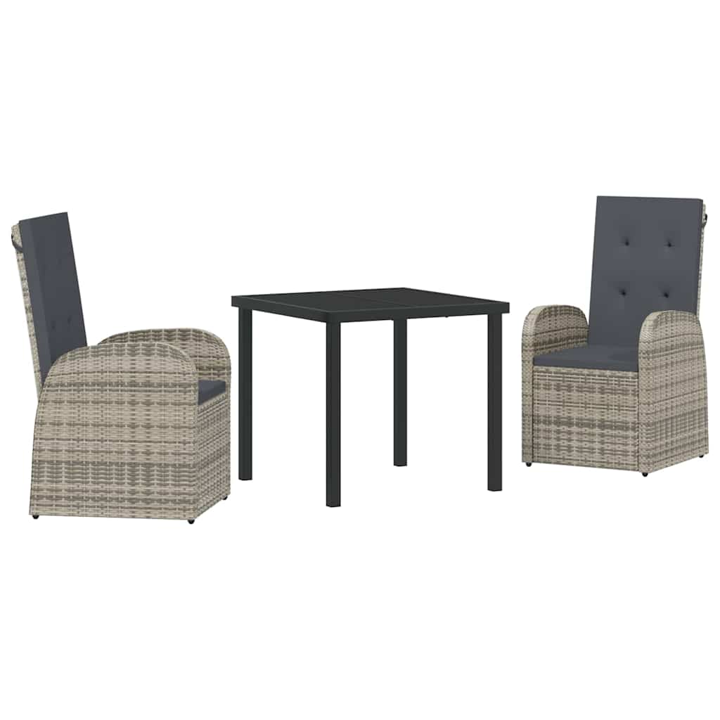 Kert étkező szett párnával 3 pcs Szürke polirattan
