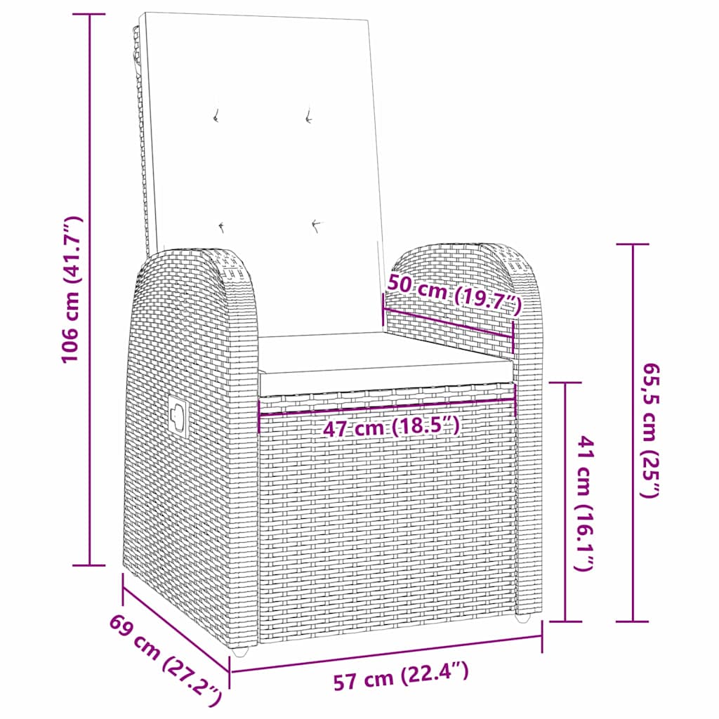 Kert étkező szett párnával 5 pcs Szürke polirattan