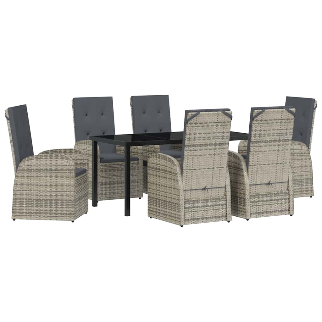 Kert étkező szett párnával 7 pcs Szürke polirattan