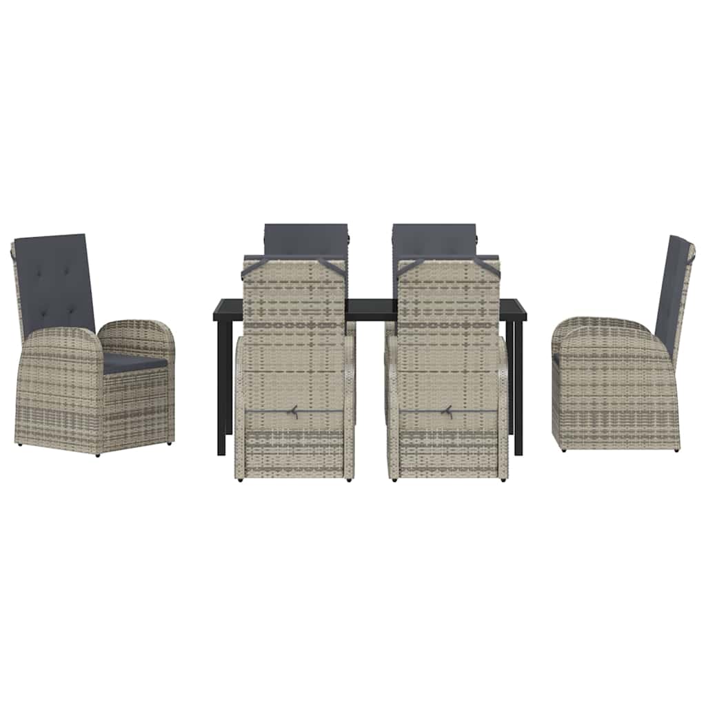Kert étkező szett párnával 7 pcs Szürke polirattan