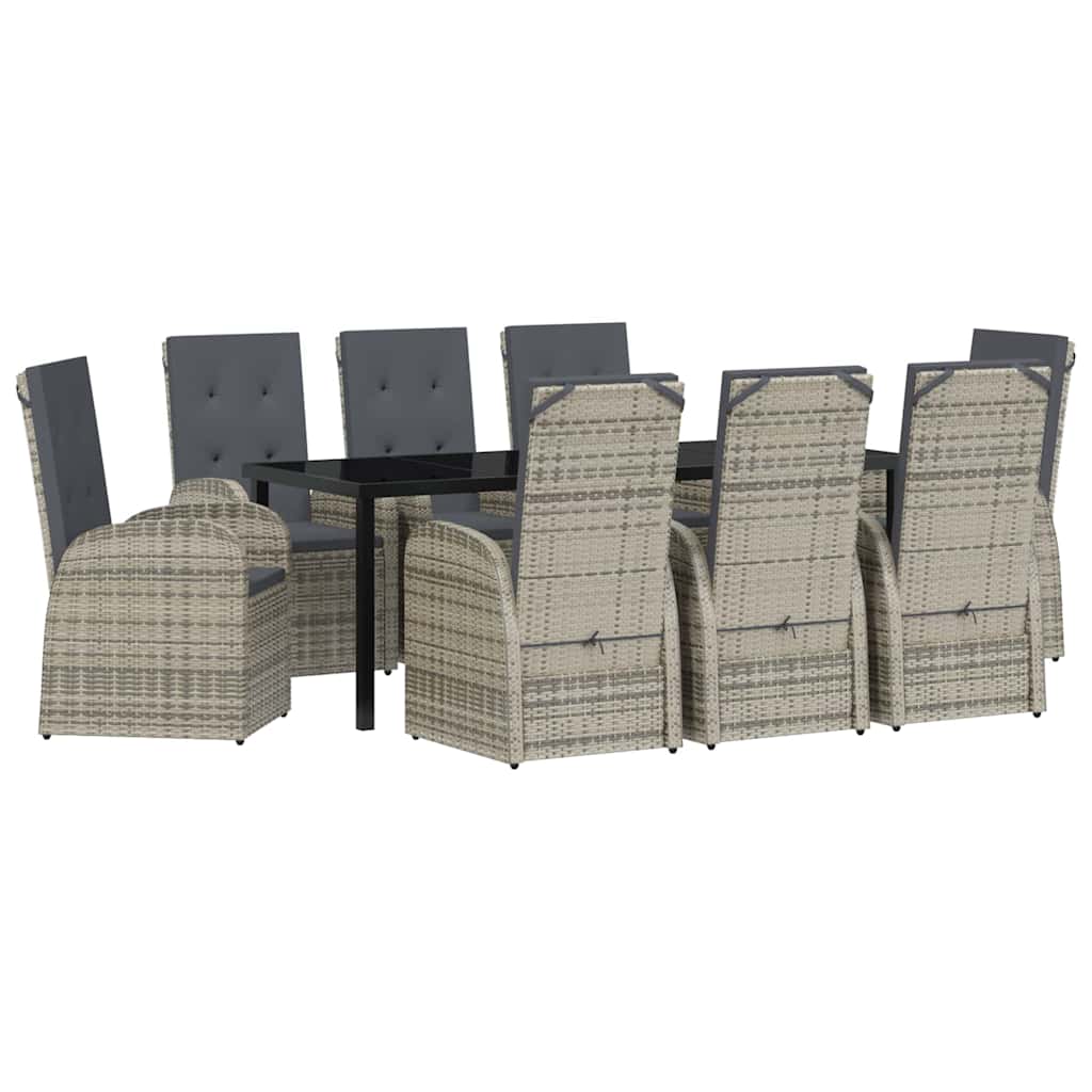 Kert étkező szett párnával 9 pcs Szürke polirattan