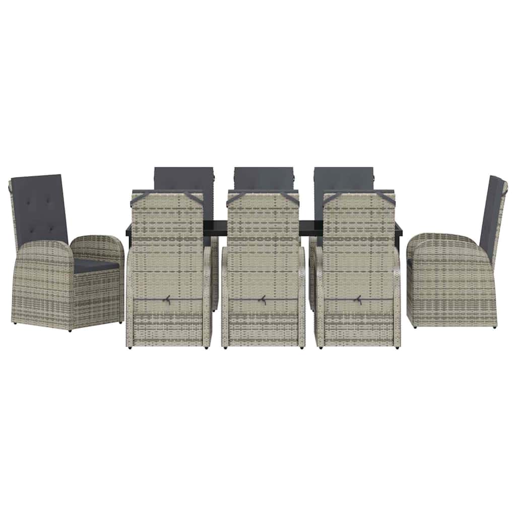 Kert étkező szett párnával 9 pcs Szürke polirattan