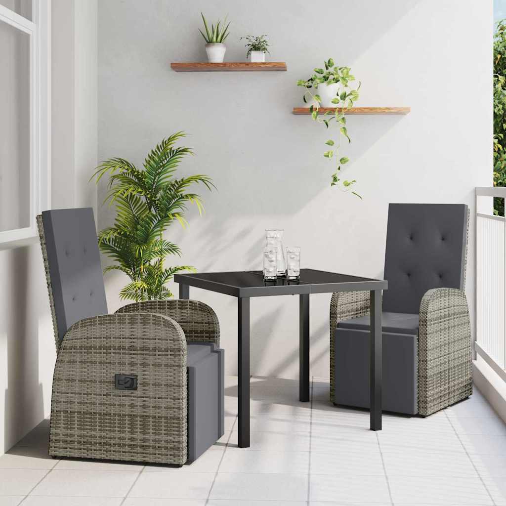 Kert étkező szett párnával 3 pcs Szürke polirattan