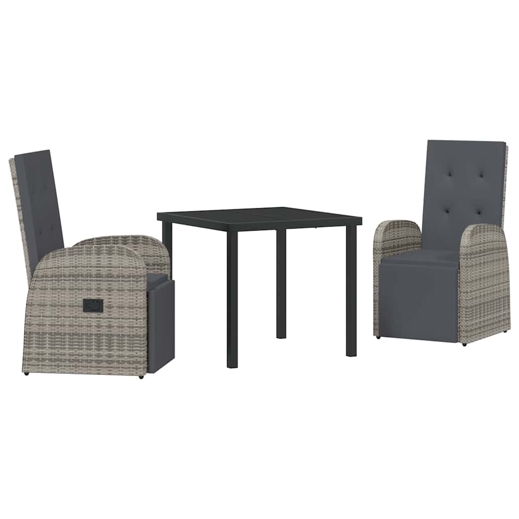 Kert étkező szett párnával 3 pcs Szürke polirattan