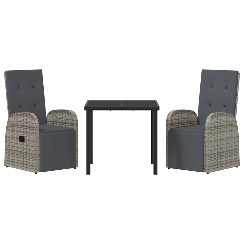 Kert étkező szett párnával 3 pcs Szürke polirattan