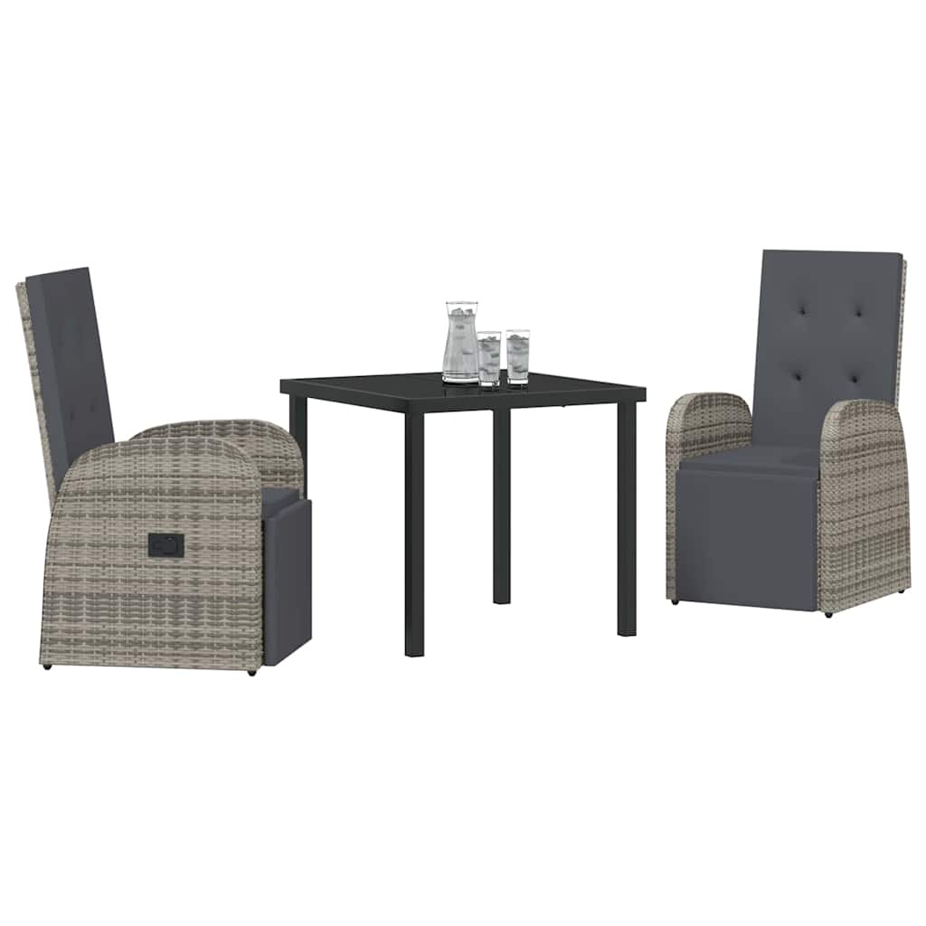 Kert étkező szett párnával 3 pcs Szürke polirattan