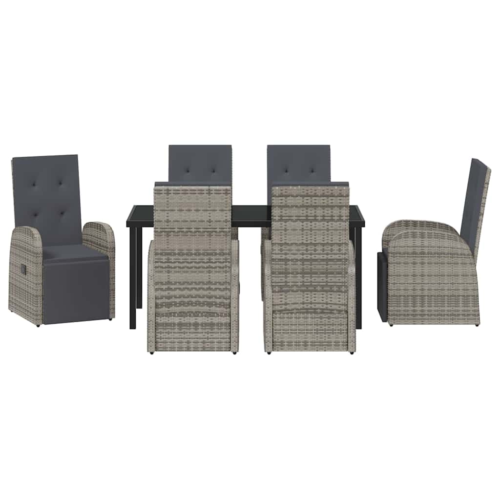 Kert étkező szett párnával 7 pcs Szürke polirattan