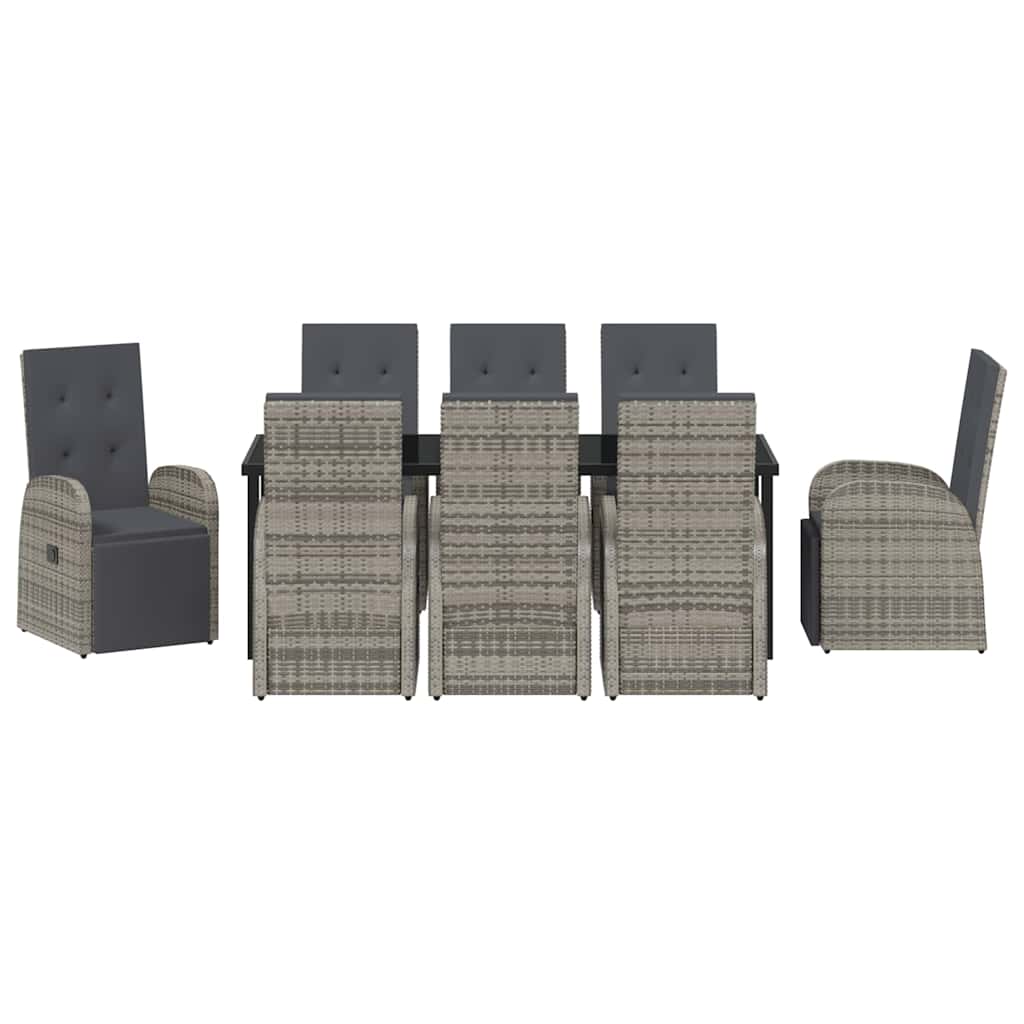 Kert étkező szett párnával 9 pcs Szürke polirattan