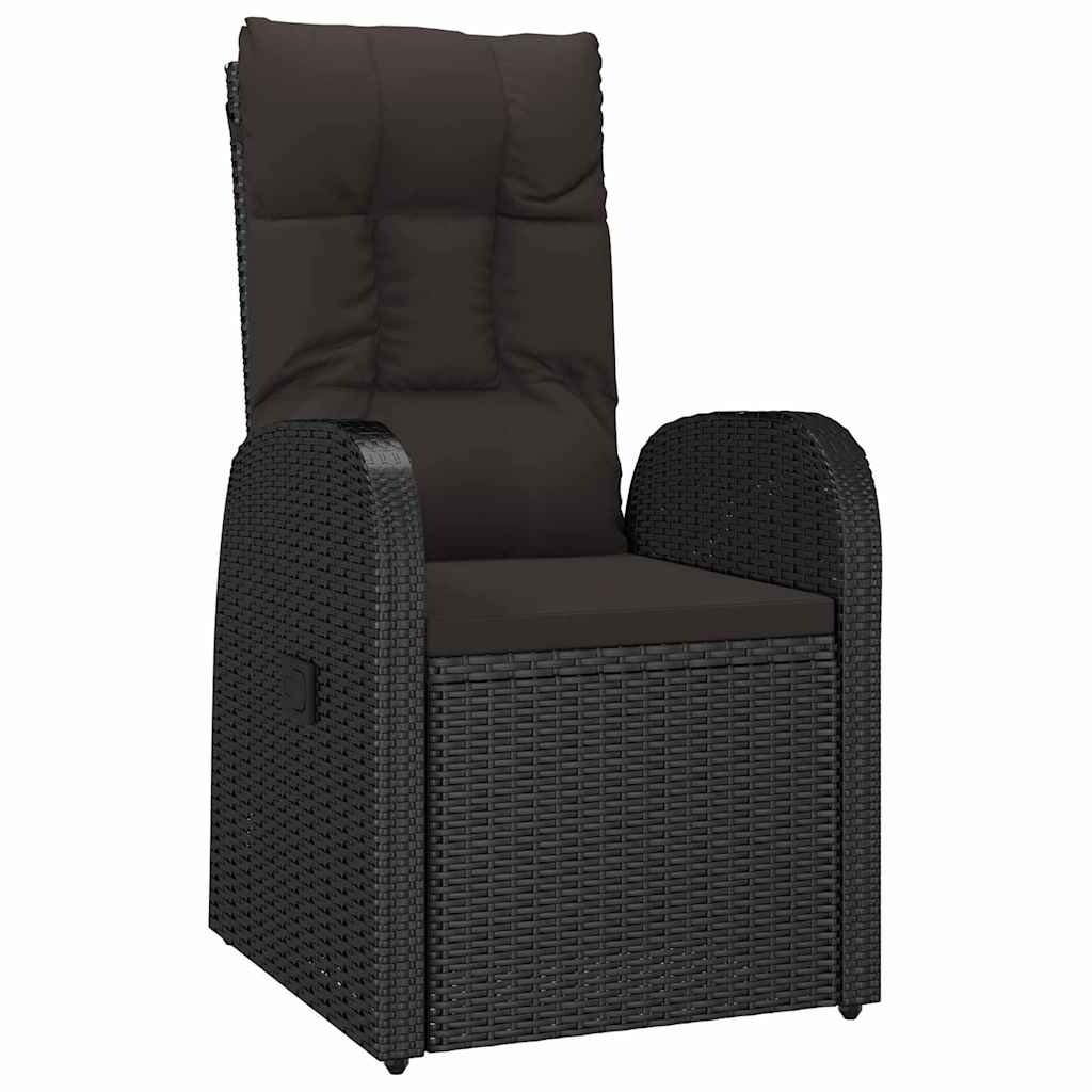 Kert étkező szett párnával 3 pcs Fekete polirattan