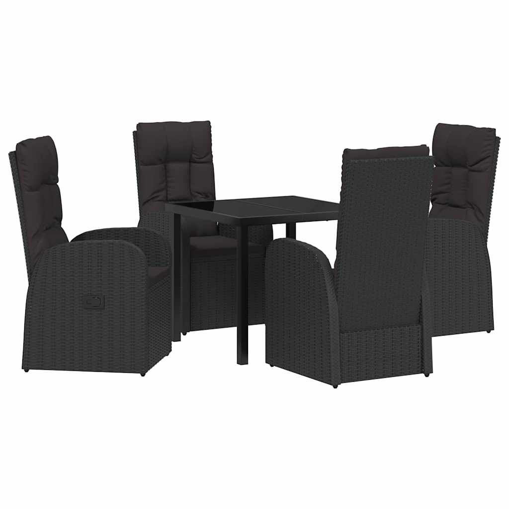 Kert étkező szett párnával 5 pcs Fekete polirattan