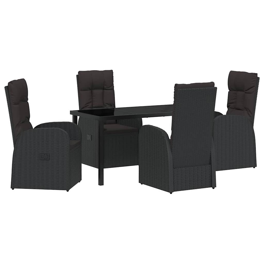 Kert étkező szett párnával 5 pcs Fekete polirattan