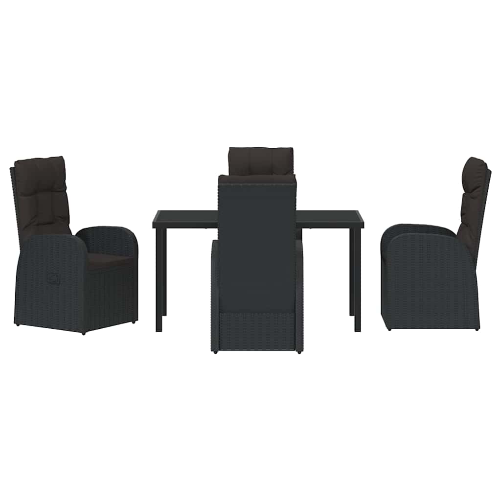 Kert étkező szett párnával 5 pcs Fekete polirattan