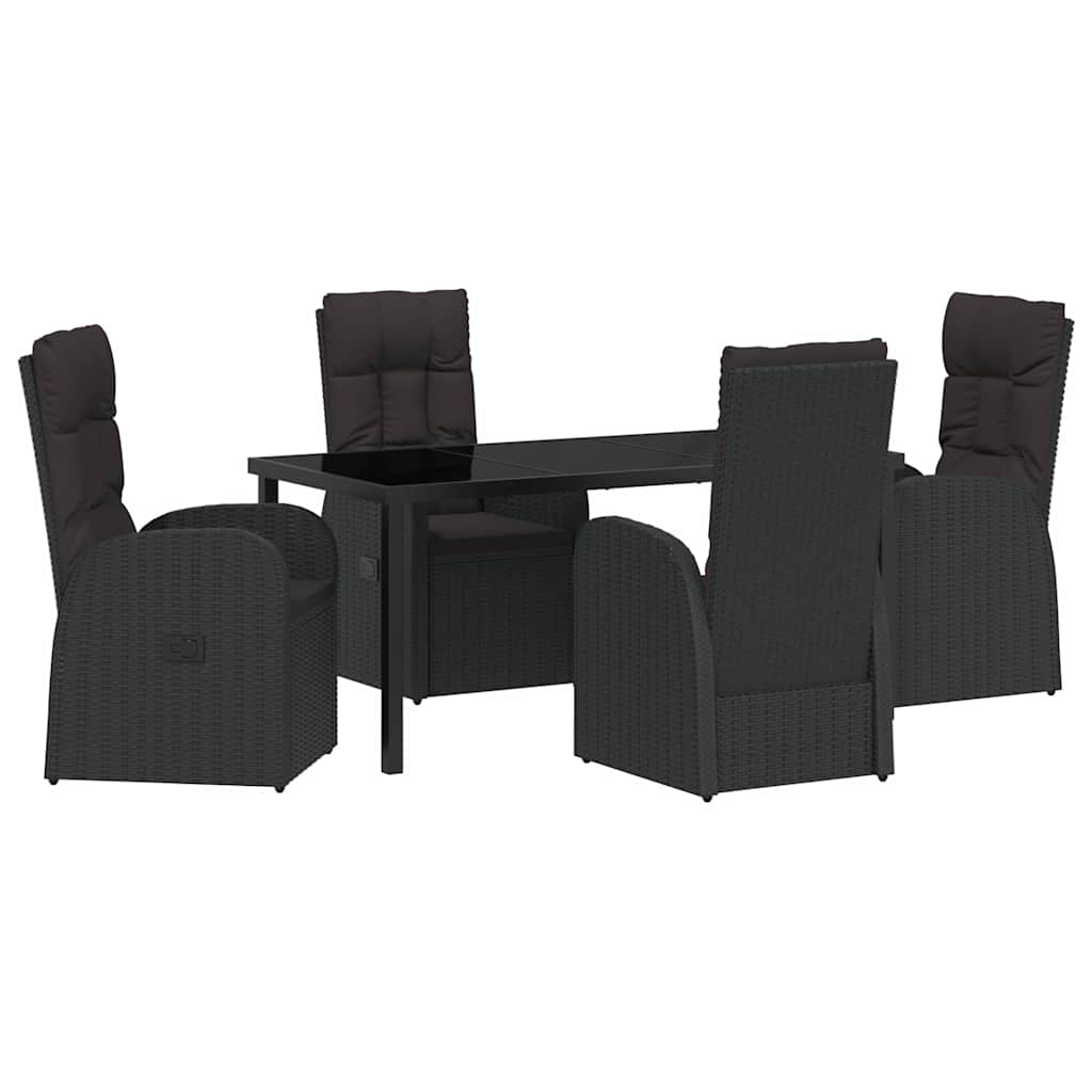 Kert étkező szett párnával 5 pcs Fekete polirattan