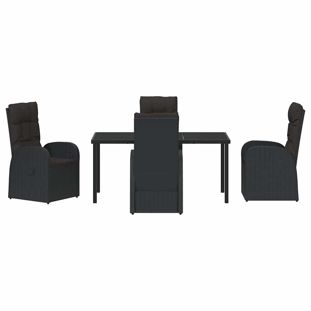 Kert étkező szett párnával 5 pcs Fekete polirattan