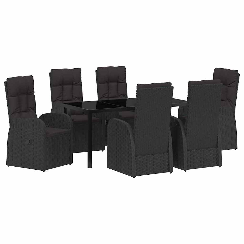 Kert étkező szett párnával 7 pcs Fekete polirattan