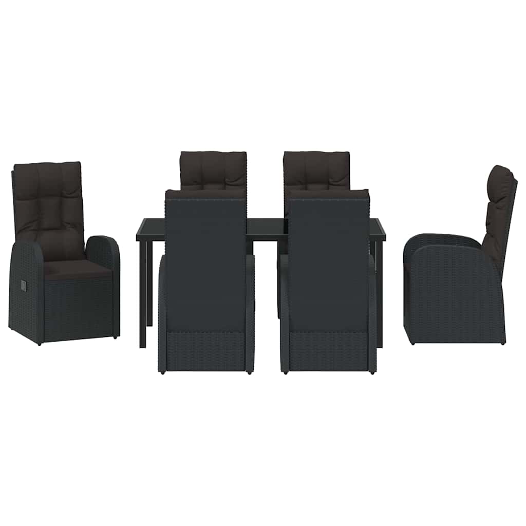 Kert étkező szett párnával 7 pcs Fekete polirattan