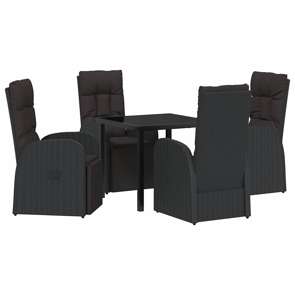 Kert étkező szett párnával 5 pcs Fekete polirattan