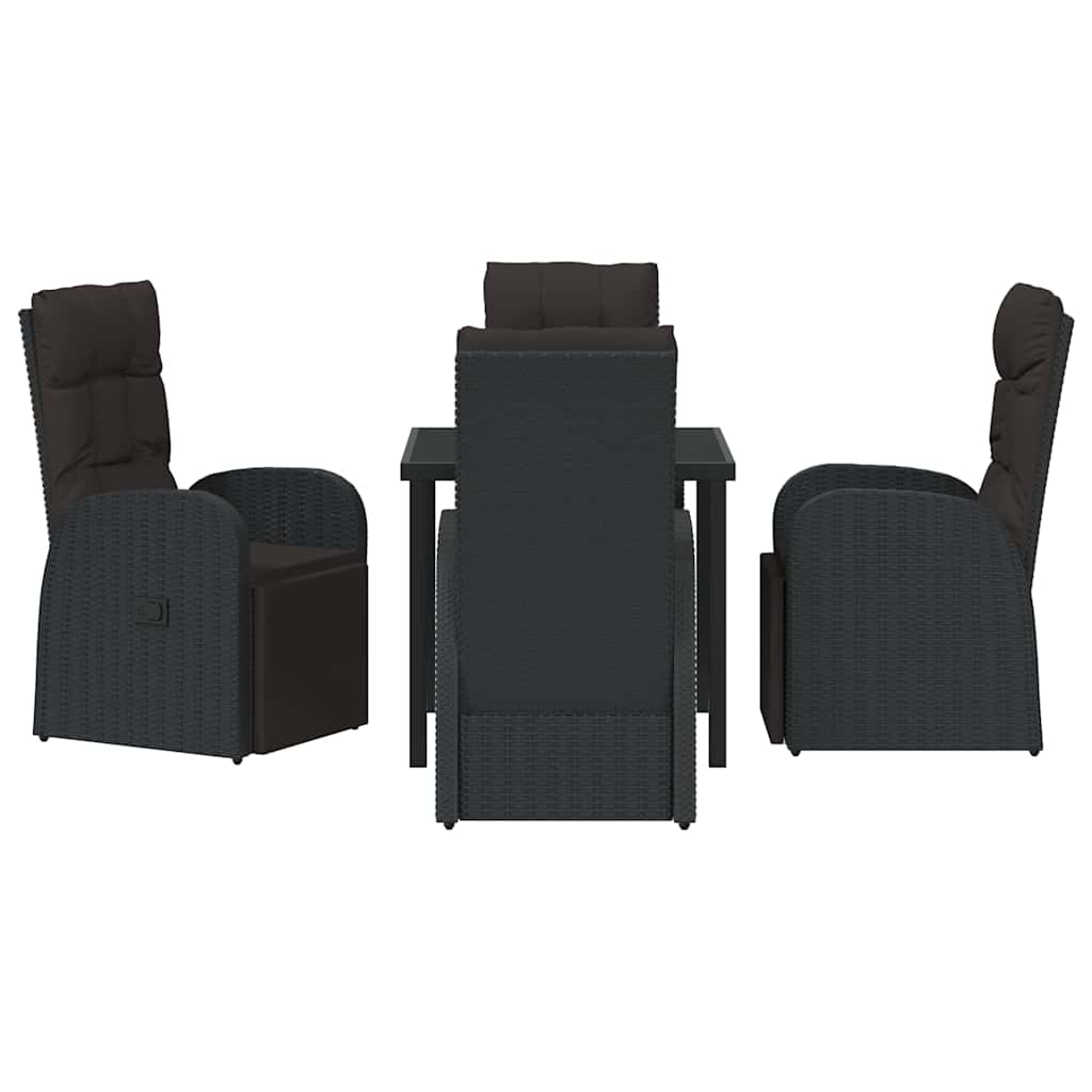 Kert étkező szett párnával 5 pcs Fekete polirattan
