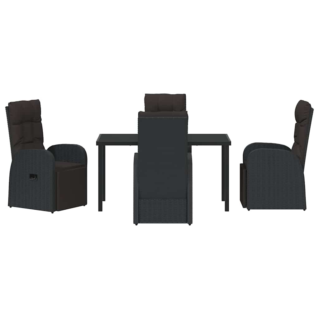 Kert étkező szett párnával 5 pcs Fekete polirattan