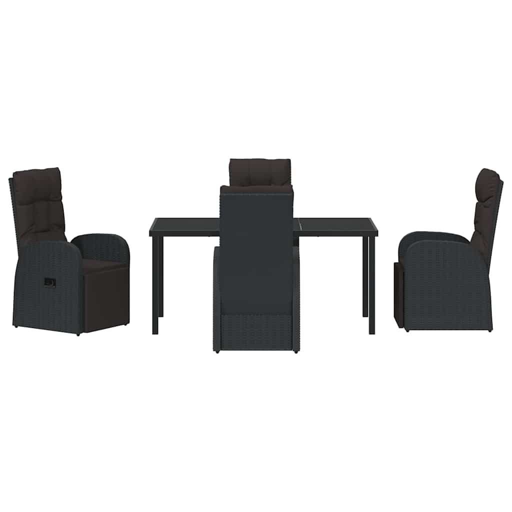 Kert étkező szett párnával 5 pcs Fekete polirattan