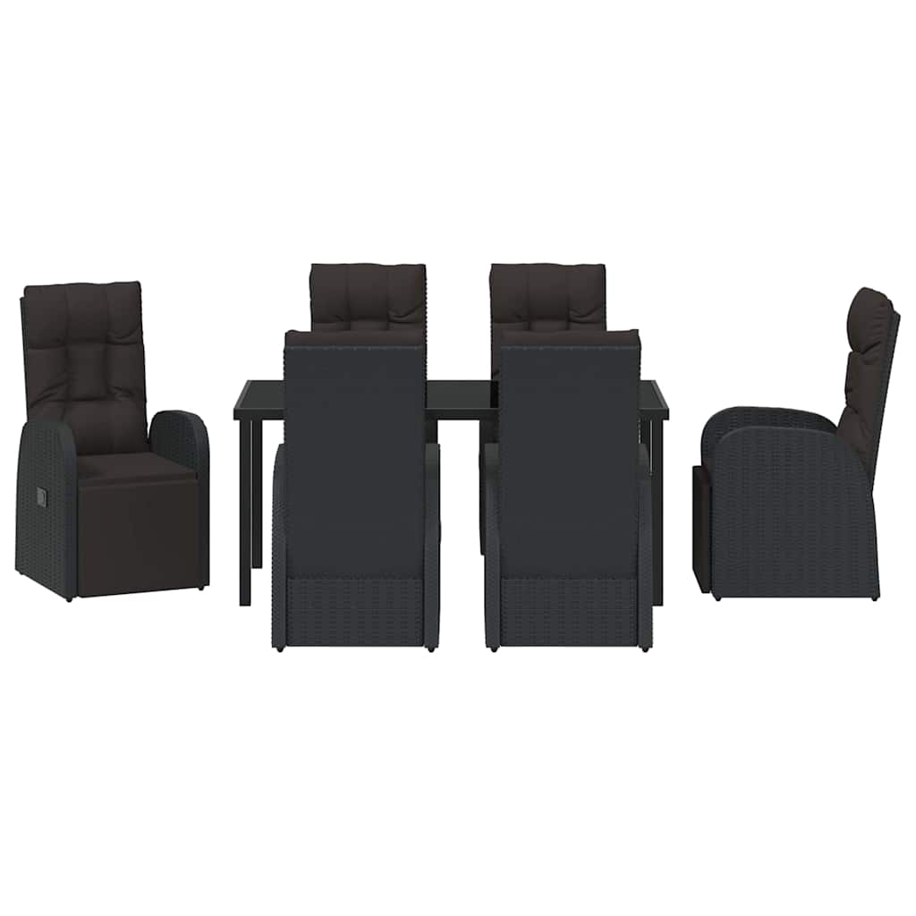 Kert étkező szett párnával 7 pcs Fekete polirattan