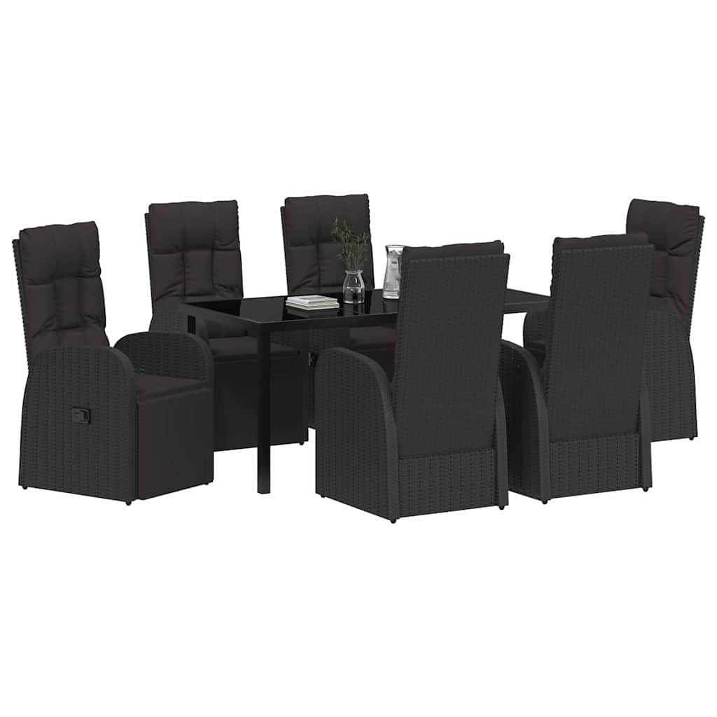 Kert étkező szett párnával 7 pcs Fekete polirattan