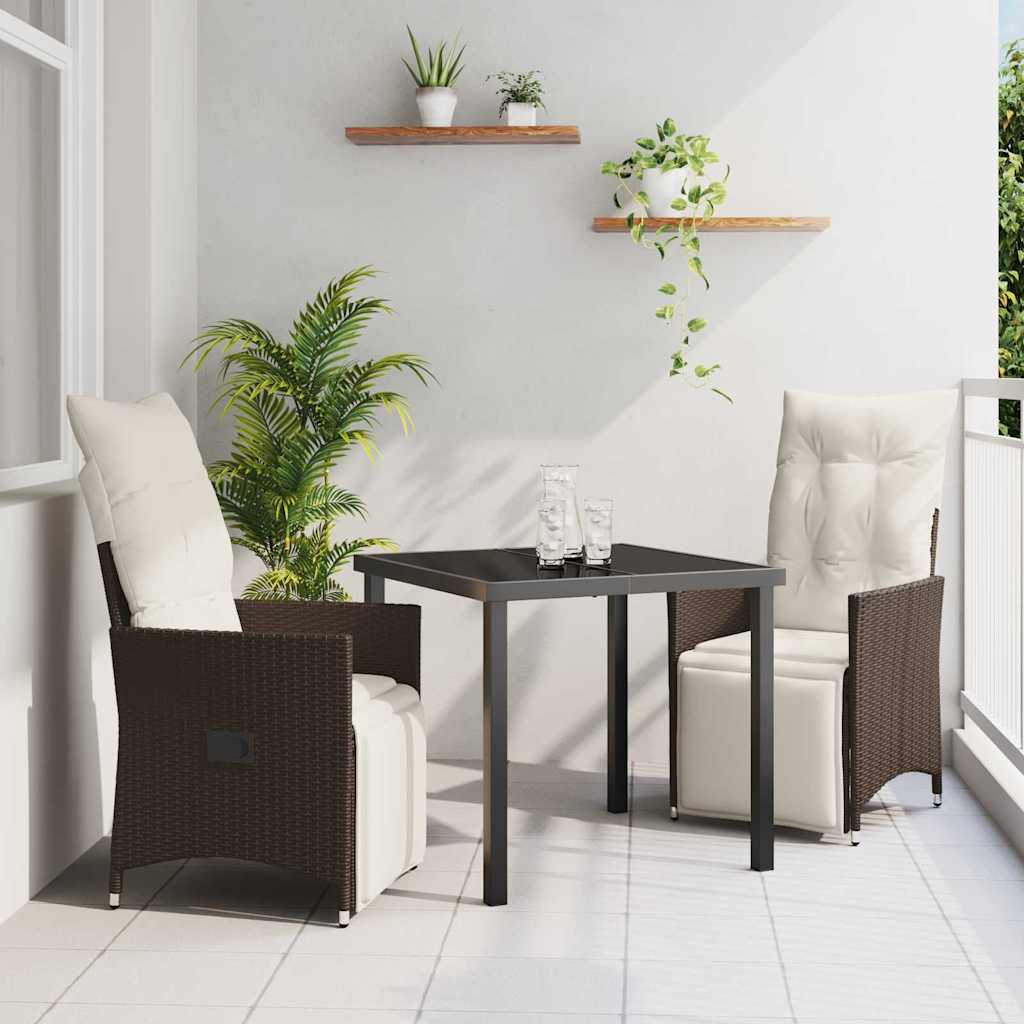 Kert étkező szett párnával 3 pcs Barna polirattan