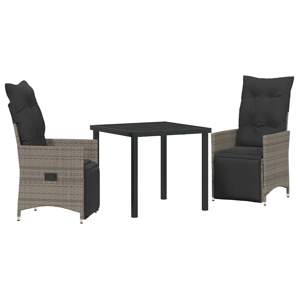 Kert étkező szett párnával 3 pcs Szürke polirattan