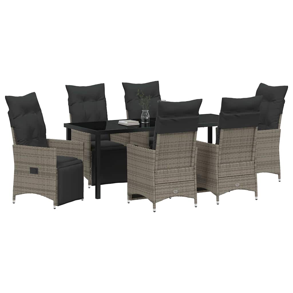 Kert étkező szett párnával 7 pcs Szürke polirattan