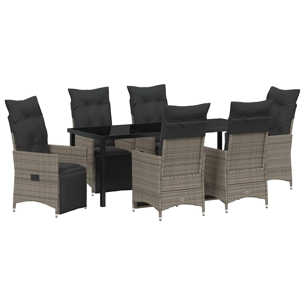 Kert étkező szett párnával 7 pcs Szürke polirattan
