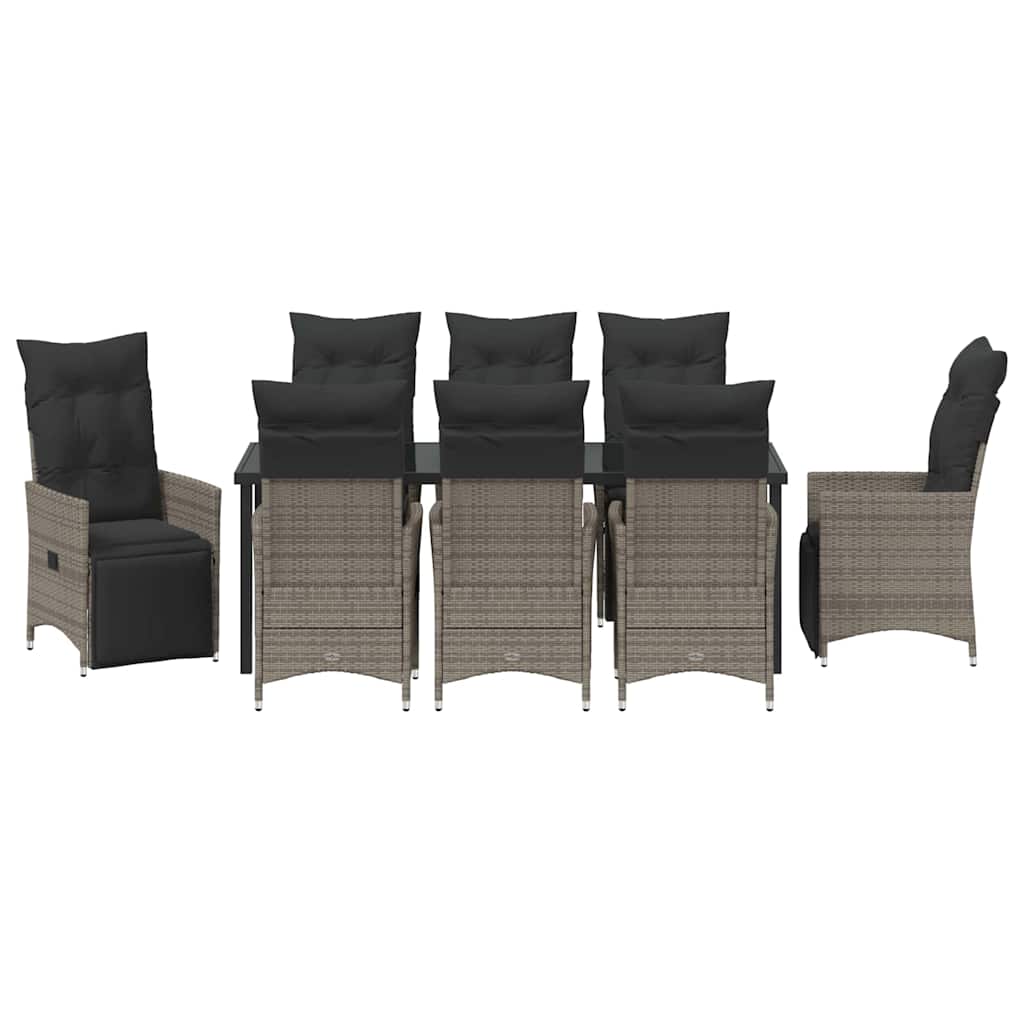 Kert étkező szett párnával 9 pcs Szürke polirattan