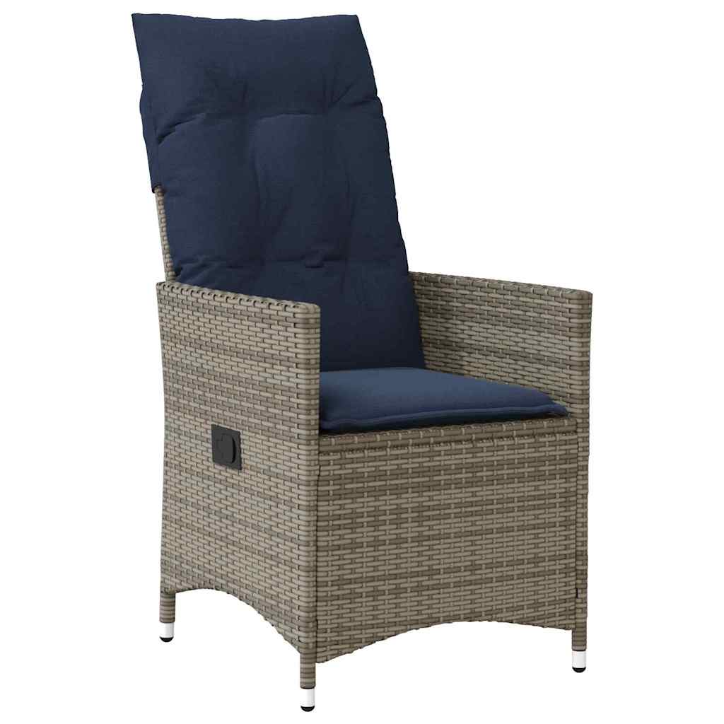 Asztal és szék szett párnával 7 pcs Szürke PE Rattan