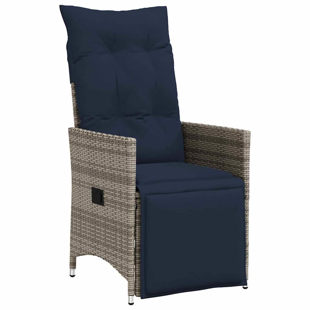Asztal és szék szett párnával 3 pcs Szürke PE Rattan