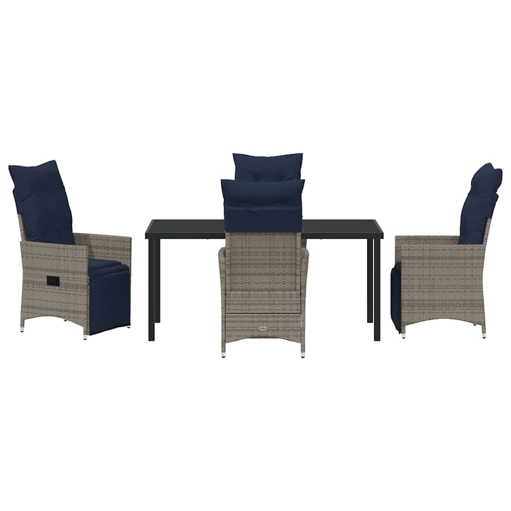 Asztal és szék szett párnával 5 pcs Szürke PE Rattan