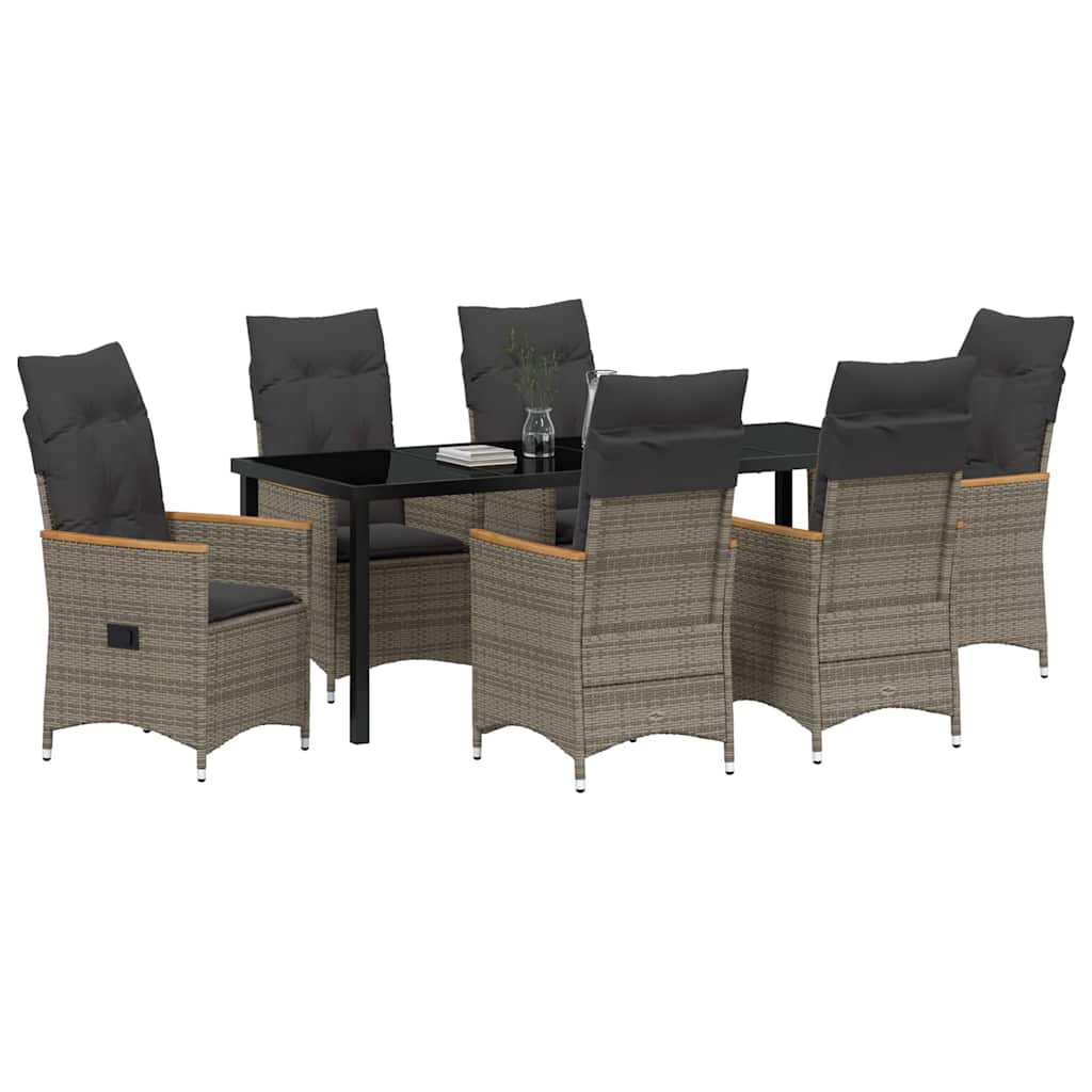 Kert étkező szett párnával 7 pcs Szürke polirattan