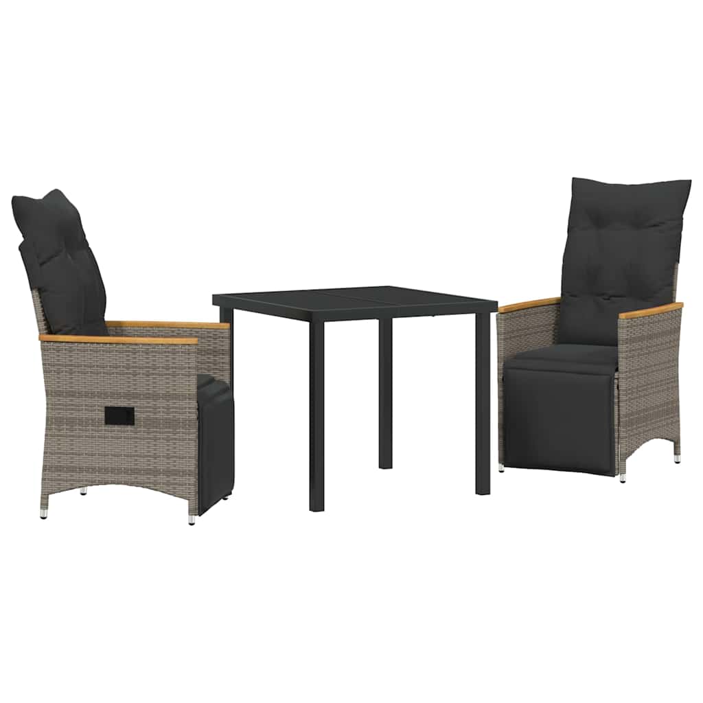 Kert étkező szett párnával 3 pcs Szürke polirattan