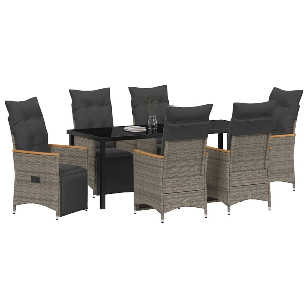 Kert étkező szett párnával 7 pcs Szürke polirattan