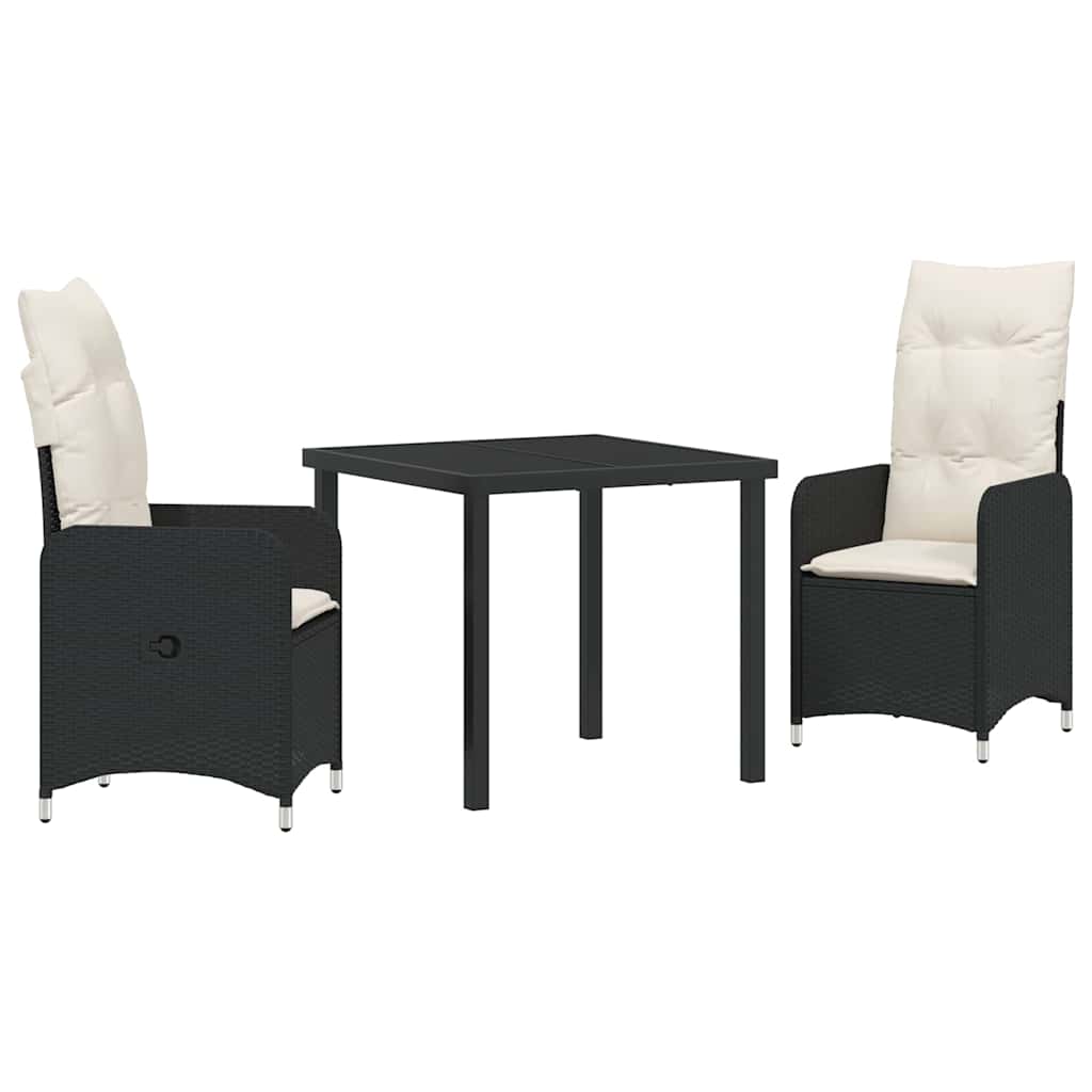 Kert étkező szett 3 pcs Fekete polirattan