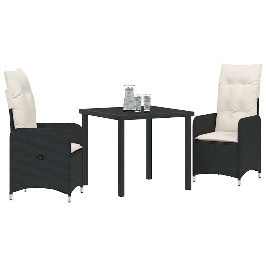 Kert étkező szett 3 pcs Fekete polirattan