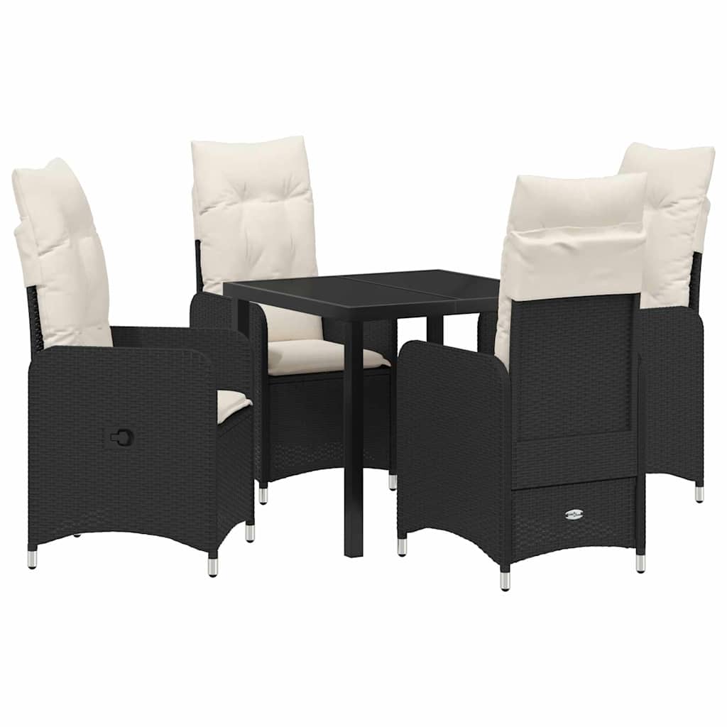 Kert étkező szett 5 pcs Fekete polirattan