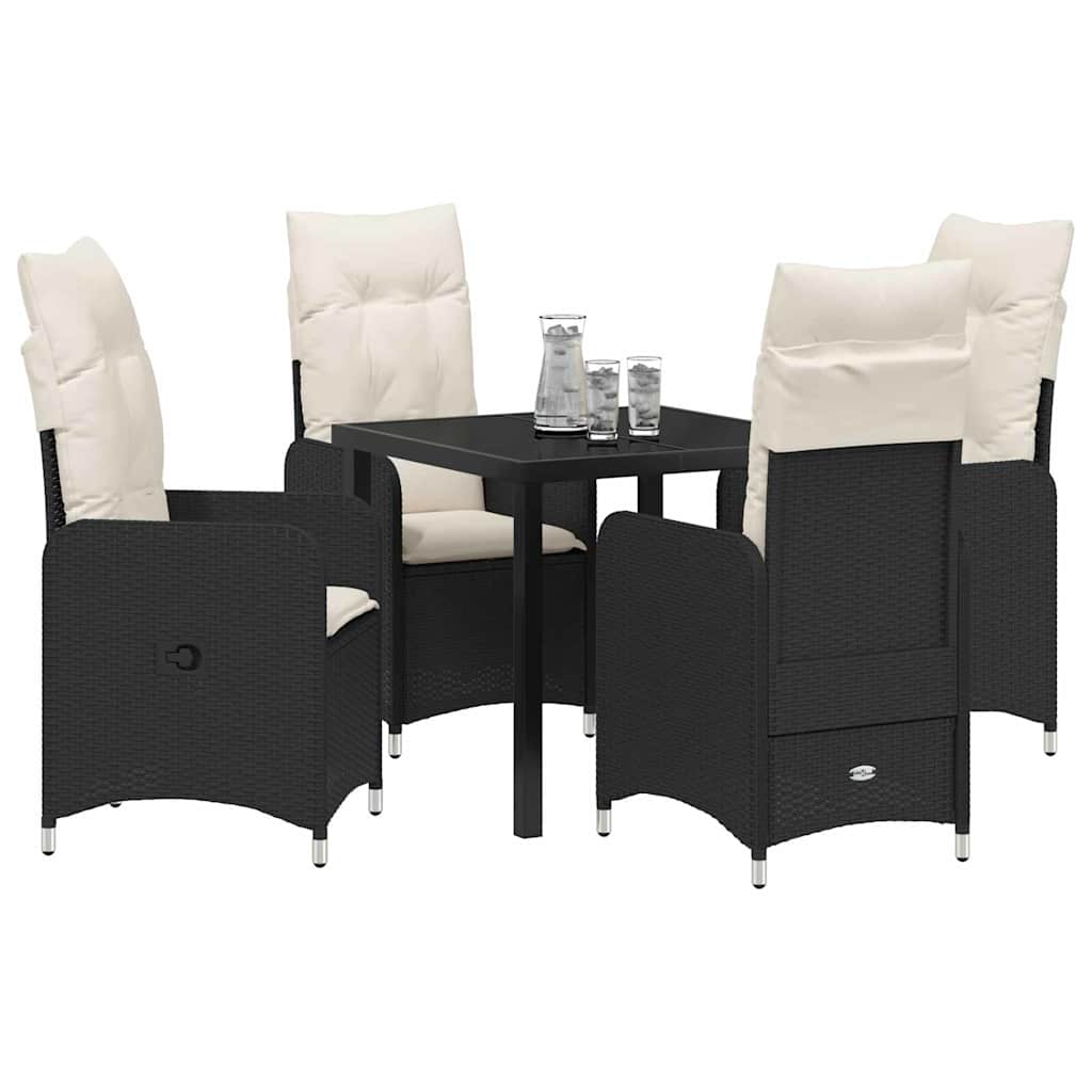 Kert étkező szett 5 pcs Fekete polirattan