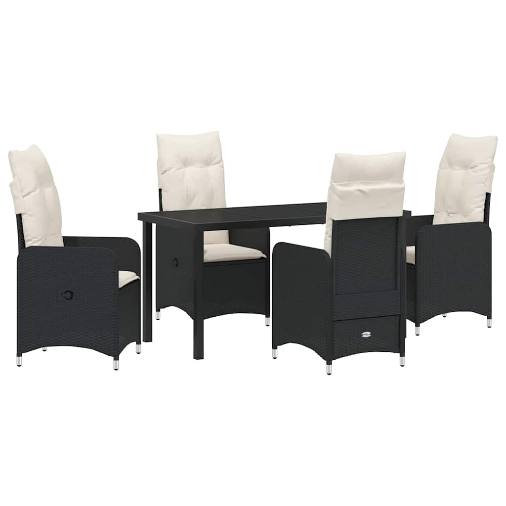 Kert étkező szett 5 pcs Fekete polirattan