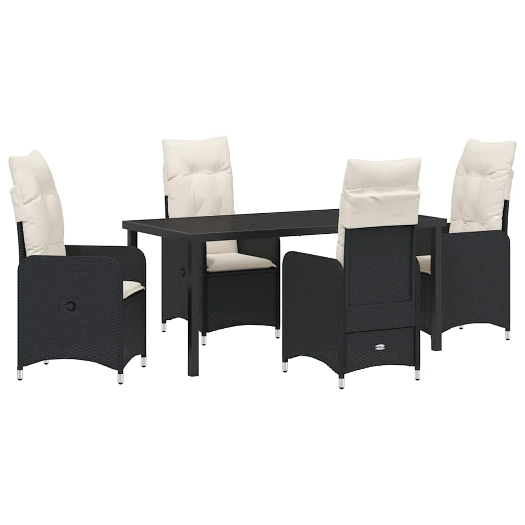 Kert étkező szett 5 pcs Fekete polirattan