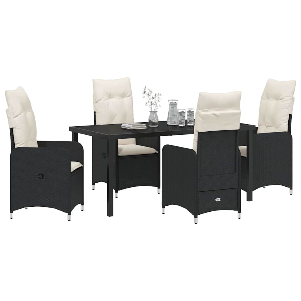 Kert étkező szett 5 pcs Fekete polirattan