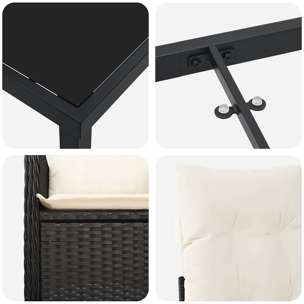 Kert étkező szett 7 pcs Fekete polirattan
