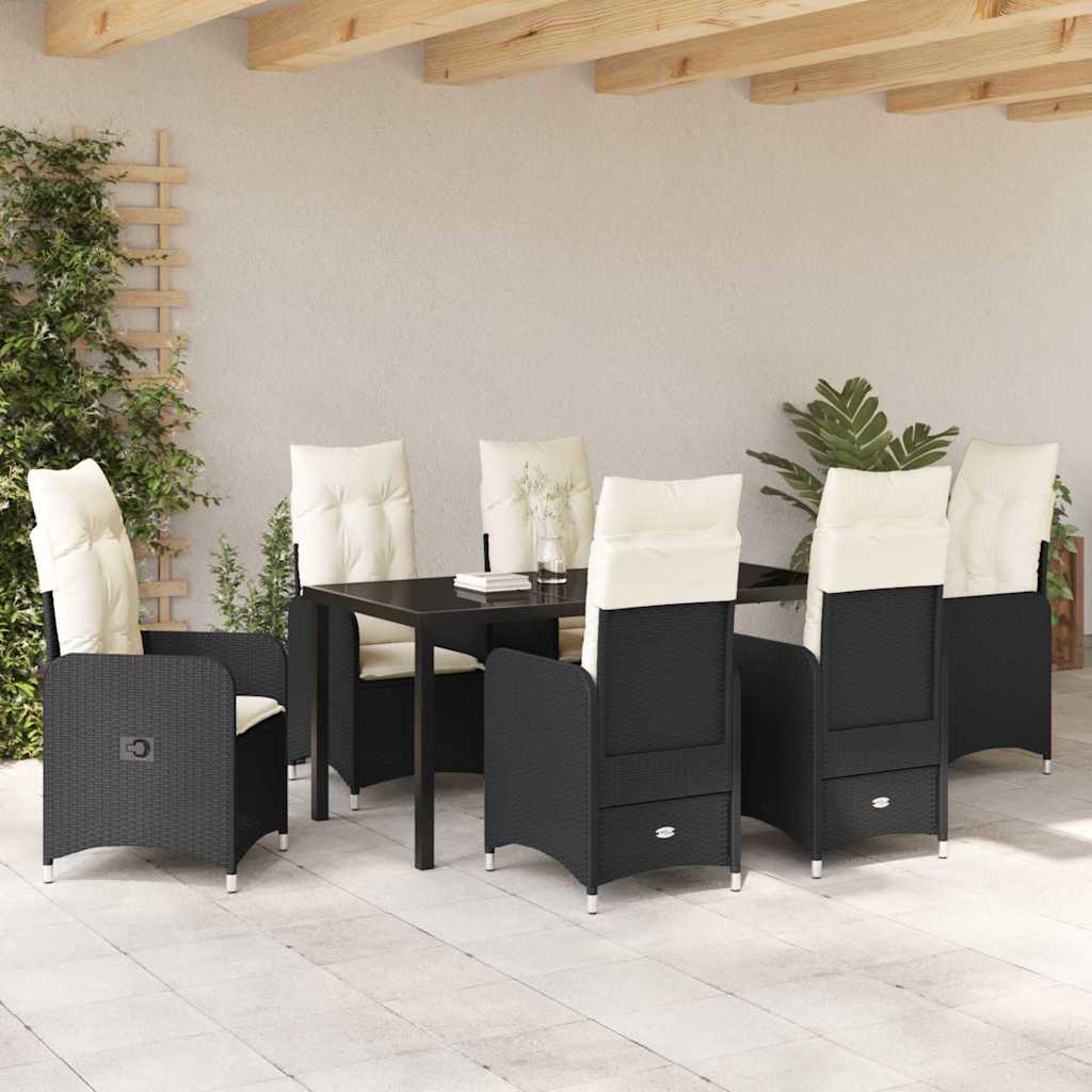 Kert étkező szett 7 pcs Fekete polirattan